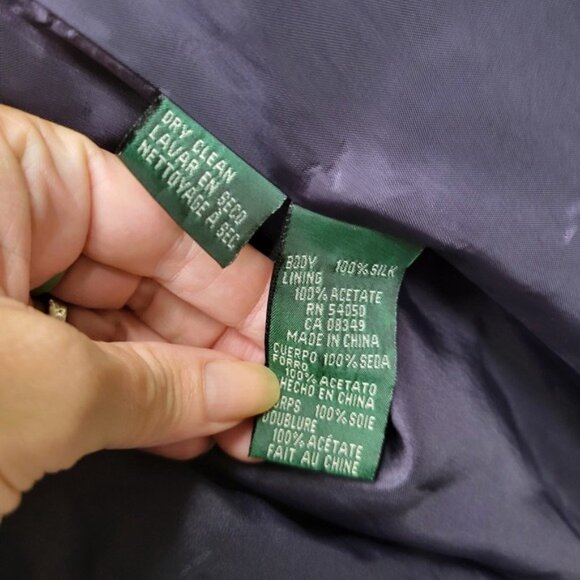 Lauren Ralph Lauren 100% Silk Blazer Women 22W Blue Pinstripe Office Old Money - Picture 6 of 8